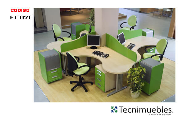 Kidney shaped workstations in cross