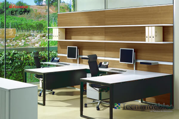 L shaped desks with shelves
