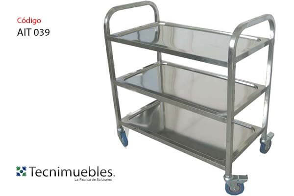 Stainless steel cart with 3 shelves