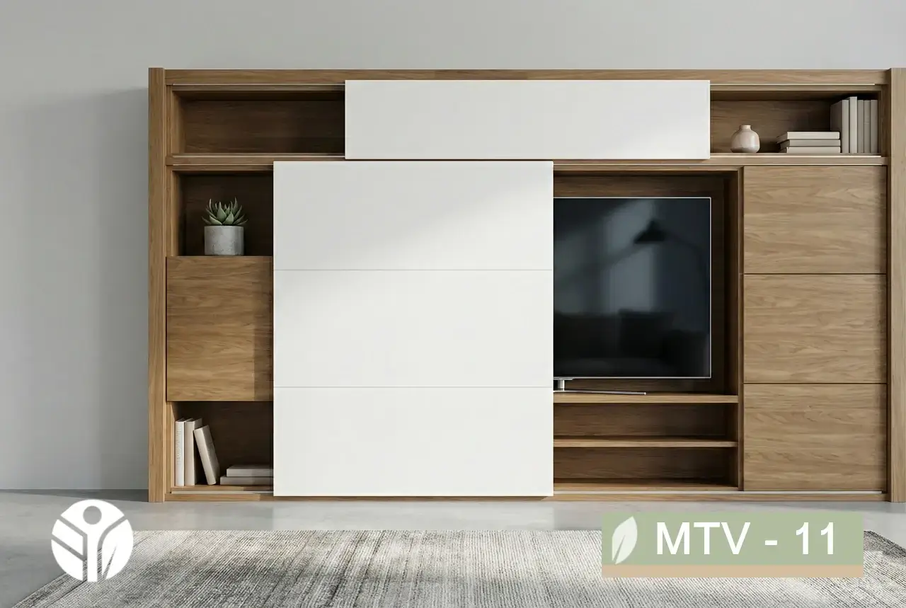 Detalle de riel superior en puerta corrediza de mueble de TV a medida, Costa Rica