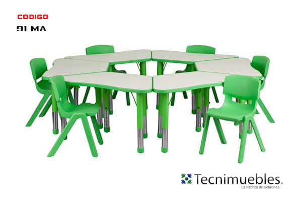 Trapezoid shape table for children areas