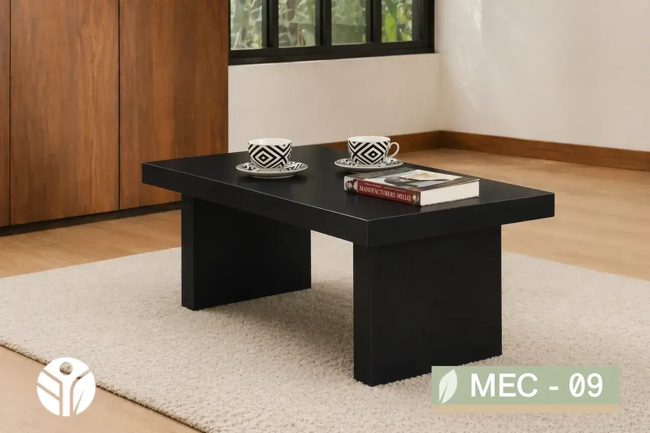 Mesa de centro minimalista Pizarra negra rectangular con patas anchas